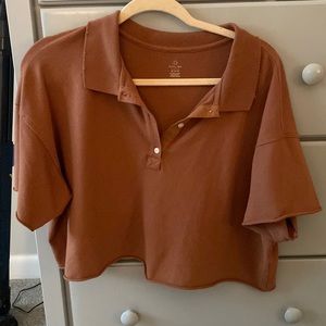 Offline by Aerie brown crop polo